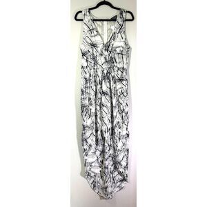 ASTR NWT L Abstract‎ High Low Midi Dress Black Off-White Cocktail Wedding Guest